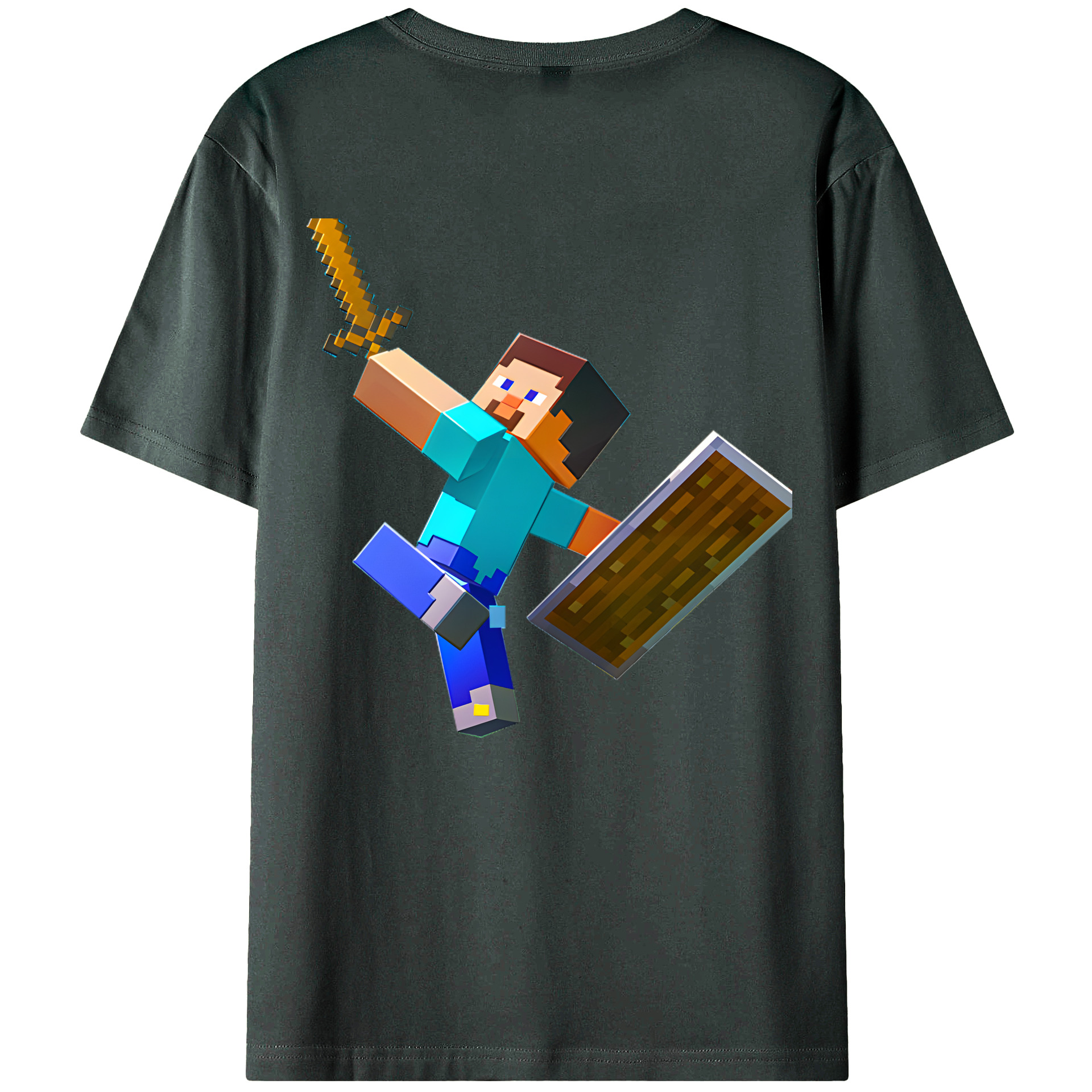 （画像用） マインクラフト ブロックの世界 Minecraft MC Block world 綿100％ メンズ半袖Tシャツ（バックプリント） 通気性